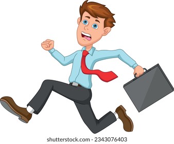 businessman running cartoon on white background