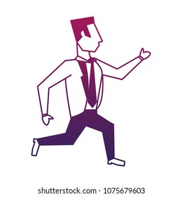 Businessman running cartoon purple lines