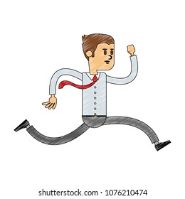 Businessman running cartoon scribble