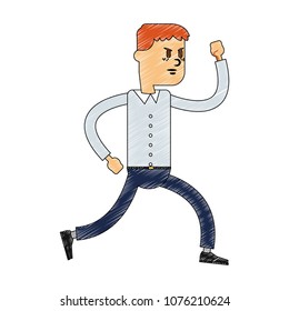 Businessman running cartoon scribble