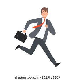 Businessman Running With Case character Illustration Vector