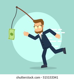 Businessman Running Catching Money Stock Vector (Royalty Free ...