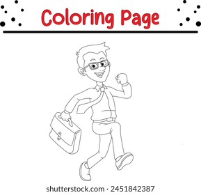 businessman running coloring page. coloring book for kids