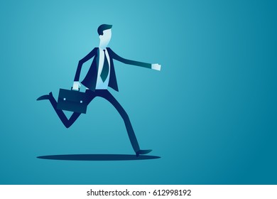 Businessman running concept. Vector illustration can be used for different concepts like persisting, success, running against time etc.