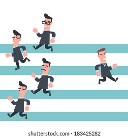 Businessman Running in Different Way