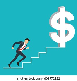 businessman running to dollar icon