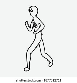 Empresario corriendo. Icono del vector Doodle. Dibujo de la ilustración de la caricatura dibujada a mano.