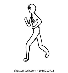 Empresario corriendo. Icono del vector Doodle. Dibujo de la ilustración de la caricatura dibujada a mano.