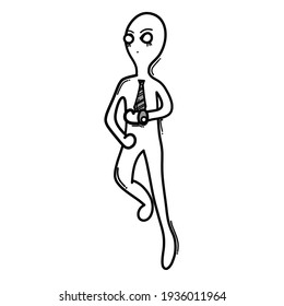 Businessman running. Doodle vector icon. Drawing sketch illustration hand drawn cartoon line.