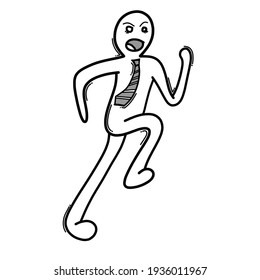 Geschäftsmann läuft. Doodle-Vektorsymbol. Zeichnen Skizze Illustration handgezeichnet Cartoon Linie.