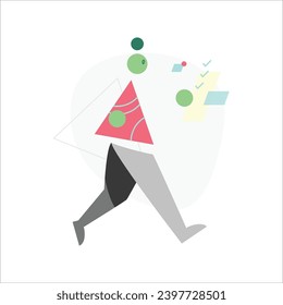 Businessman running with envelope. Vector illustration in a flat style.