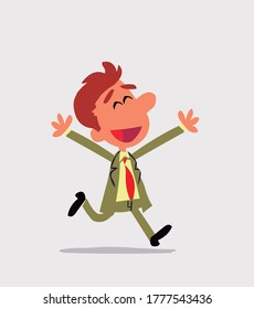Empresario corriendo eufórico en ilustración vectorial aislada