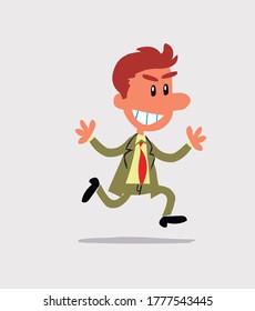 Businessman running euphoric  in isolated vector illustration