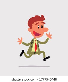 Businessman running euphoric  in isolated vector illustration