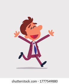Businessman running euphoric in isolated vector illustration