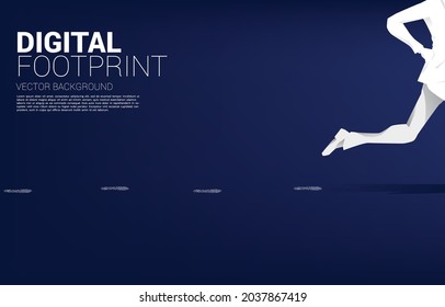 Businessman running with Footprint from digital dot connect line. business concept of digital transformation and digital footprint.