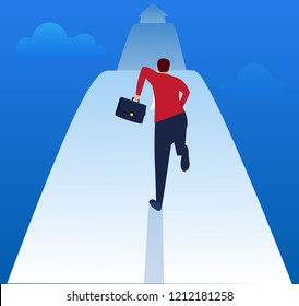 Businessman running forward