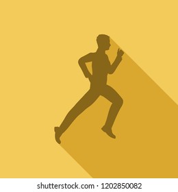 Businessman running forward. Abstract illustration. Modern lifestyle metaphor. Web icon with long shadows for application