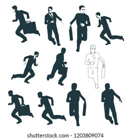 Businessman running forward. Abstract illustration. Modern lifestyle metaphor. Web icons collection