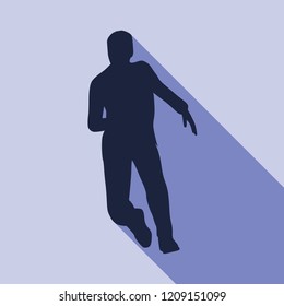 Businessman running forward. Abstract illustration. Modern lifestyle metaphor. Web icon with long shadow