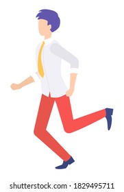 empresario corriendo hacia adelante con el personaje de ilustración de vector abstracto en empresario de diseño plano. La persona huye de otra persona, se apresura a reunirse, se pone al día, concepto de retención de clientes
