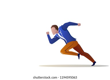 businessman running forward business energetic dynamic concept man hurry up target goal strategy male cartoon character flat horizontal isolated vector illustration