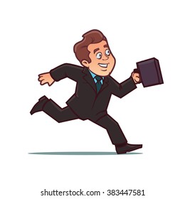 businessman running forward, happy, business, cartoon character, vector illustration