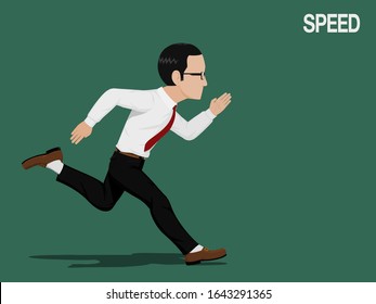 A businessman is running with full speed

