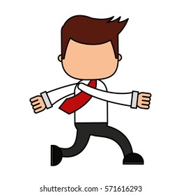 businessman running funny character icon vector illustration design