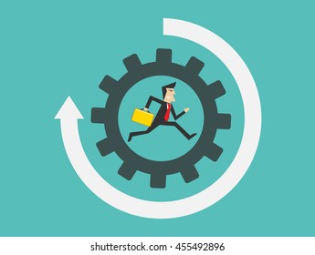 businessman running in gear