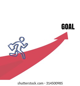 Businessman running to Goal door, business concept