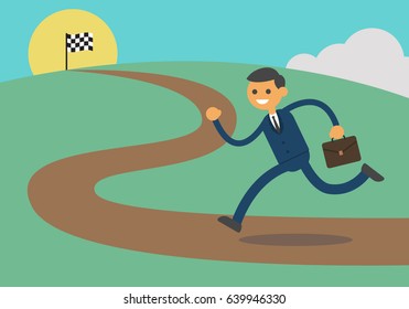businessman running to the goal, vector
