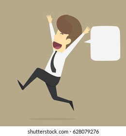 A Businessman running with the good mood. vector