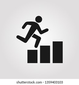 Businessman running grow up graph. Business cartoon concept. Vector creative color illustrations flat design in flat modern style.