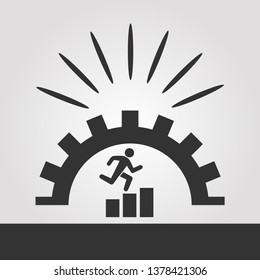 Businessman running grow up graph. Business cartoon concept. Vector creative color illustrations flat design in flat modern style.