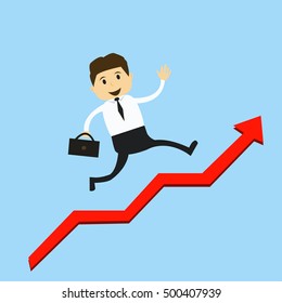 businessman running grow up graph vector