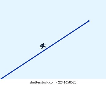 Businessman running with growth arrow. symbol of lifelong progress and development