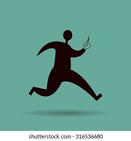 Businessman running with his briefcase, hurry  vector illustration  