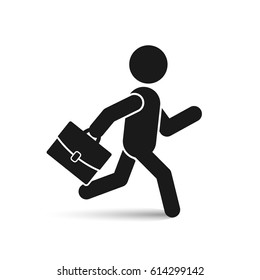 Businessman running with his briefcase, vector isolated illustration.