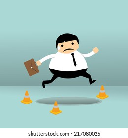 Businessman running in a hurry