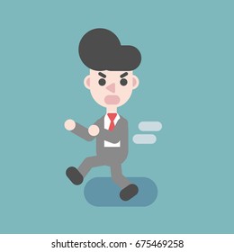 Businessman running in a hurry. Business concept cartoon illustration.