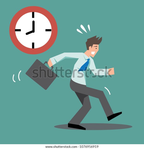 Businessman Running Hurry Rush Hourvector Cartoon Stock Vector