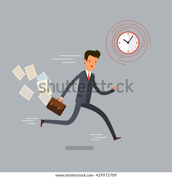 Businessman Running Hurry Flat Design Vector Stock Vector (Royalty Free ...