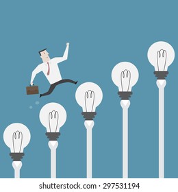 Businessman running with idea - Vector