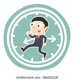 businessman running inside clock