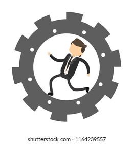 Businessman running inside gear