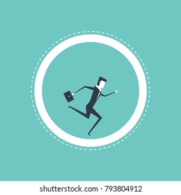 Businessman running inside wheel. vector