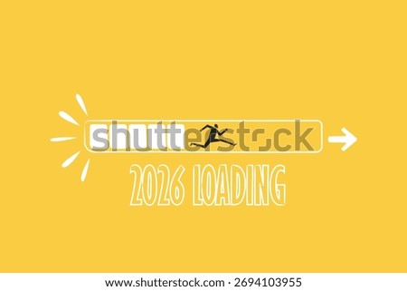 Businessman running Into the Future Through 2026. New Opportunities Concept