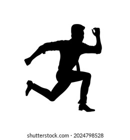 Geschäftsmann, der eine Vektorgrafik von Silhouette läuft oder springt