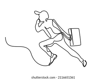 businessman running late for work with briefcase in hand moving fast